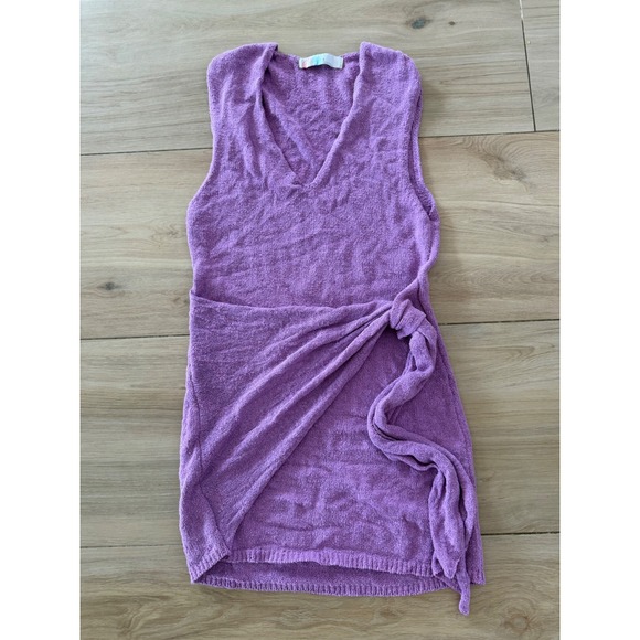 Free People Dresses & Skirts - Free People Beach Purple Terry Cloth Wrap Mini Dress Sleeveless V-Neck Small